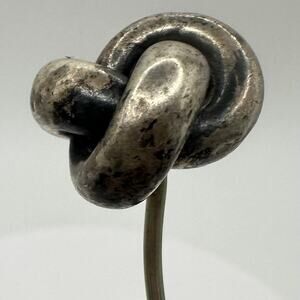 Antique Victorian Edwardian sterling silver top knot 7.38" stick hatpin pin